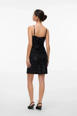 Vero Moda Vestido de tirantes con lentejuelas Negro