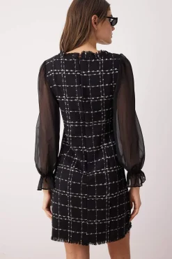Trendyol Vestido de tweed negro Online