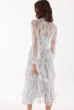 TFP by Tamara Falcó Vestido de volantes Turquesa Online