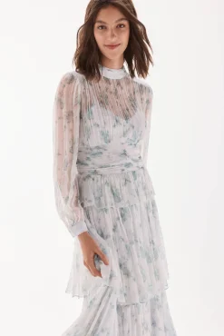 TFP by Tamara Falcó Vestido de volantes Turquesa Online