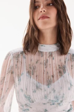 TFP by Tamara Falcó Vestido de volantes Turquesa Online