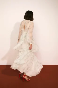 TFP by Tamara Falcó Vestido de volantes Turquesa Online