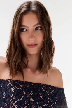 TFP by Tamara Falcó Vestido encaje manga larga Azul Outlet