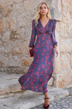 Polín Et Moi Vestido estampado Flores Azul oscuro New