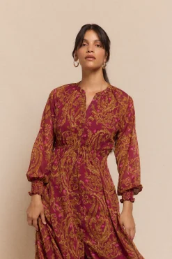 Slowlove Vestido estampado fluido Estampado rojo Online