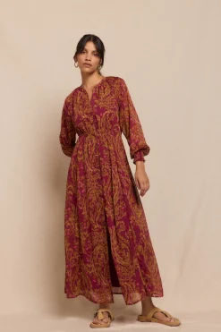 Slowlove Vestido estampado fluido Estampado rojo Online