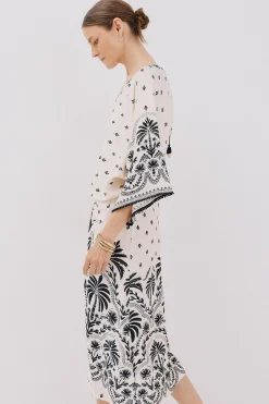 Cortefiel Vestido estampado frunces Estampado blanco Sale