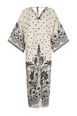 Cortefiel Vestido estampado frunces Estampado blanco Sale