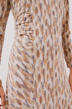 Cortefiel Vestido estampado frunces Multicolor Best