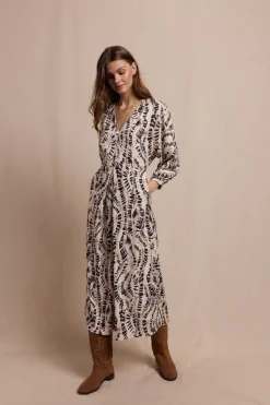 Slowlove Vestido estampado pliegue Marfil Online