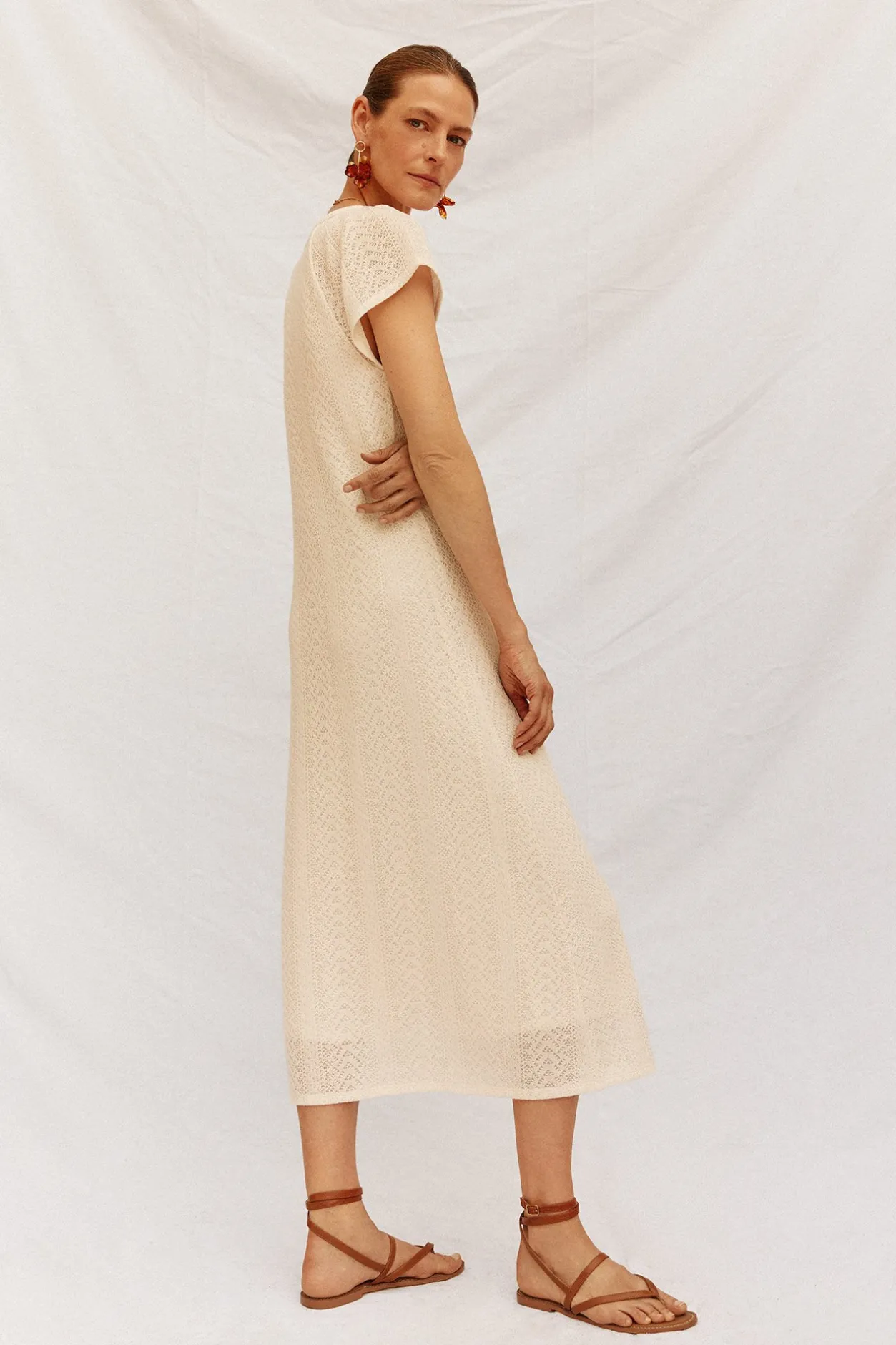 Cortefiel Vestido estructura Marfil Online