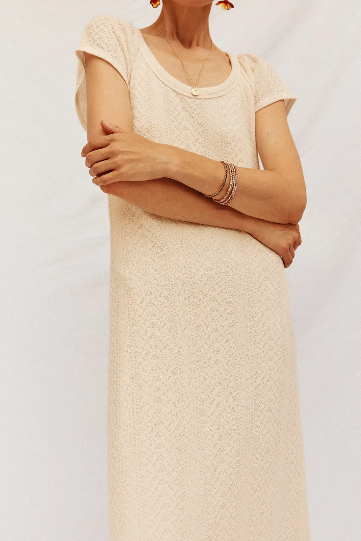 Cortefiel Vestido estructura Marfil Online