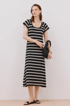 Cortefiel Vestido estructura rayas Estampado blanco Sale