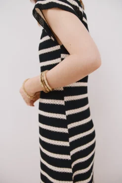 Cortefiel Vestido estructura rayas Estampado blanco Sale