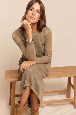 Slowlove Vestido estructura rústica Kaki Online