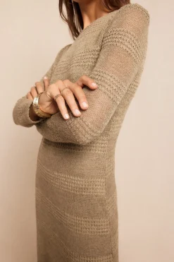 Slowlove Vestido estructura rústica Kaki Online