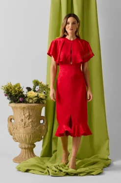 Silbon Vestido event collection capa jacquard Rojo Outlet