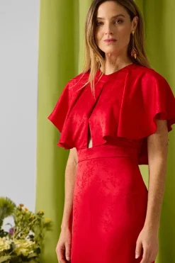 Silbon Vestido event collection capa jacquard Rojo Outlet