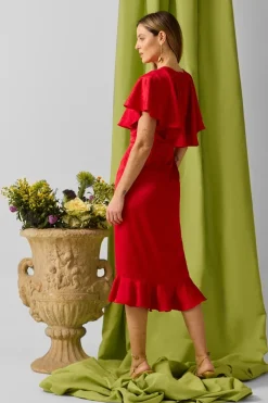 Silbon Vestido event collection capa jacquard Rojo Outlet