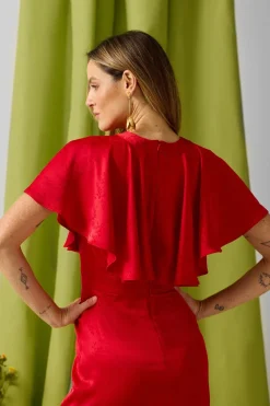 Silbon Vestido event collection capa jacquard Rojo Outlet
