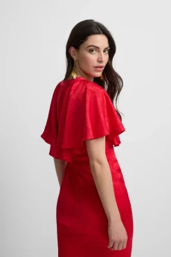 Silbon Vestido event collection capa jacquard Rojo Outlet