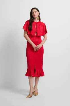 Silbon Vestido event collection capa jacquard Rojo Outlet