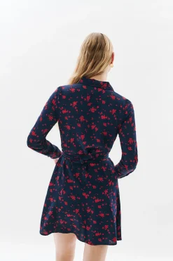 Caroll Vestido flores 100% viscosa Azul marino Sale