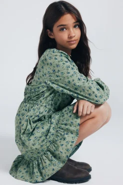 Springfield Kids Vestido flores niña verde New