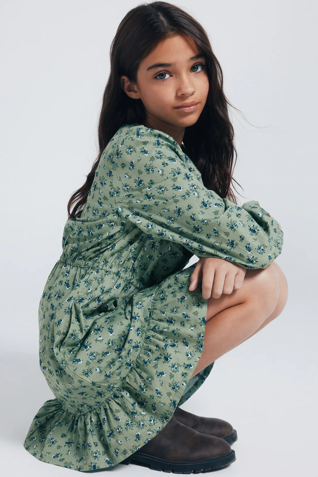 Springfield Kids Vestido flores niña verde New