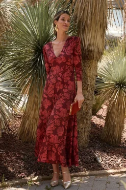 Polín Et Moi Vestido flores Nia Granate Best