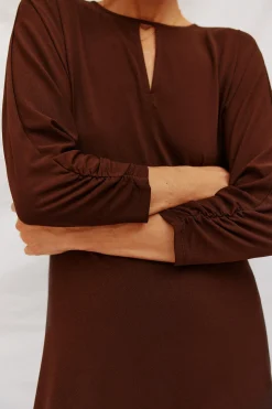 Cortefiel Vestido fluido estampado Marr&oacute;n oscuro Hot