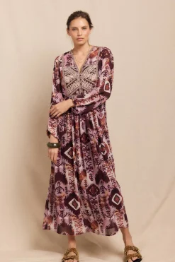 Slowlove Vestido fluido estampado bordado Multicolor Clearance