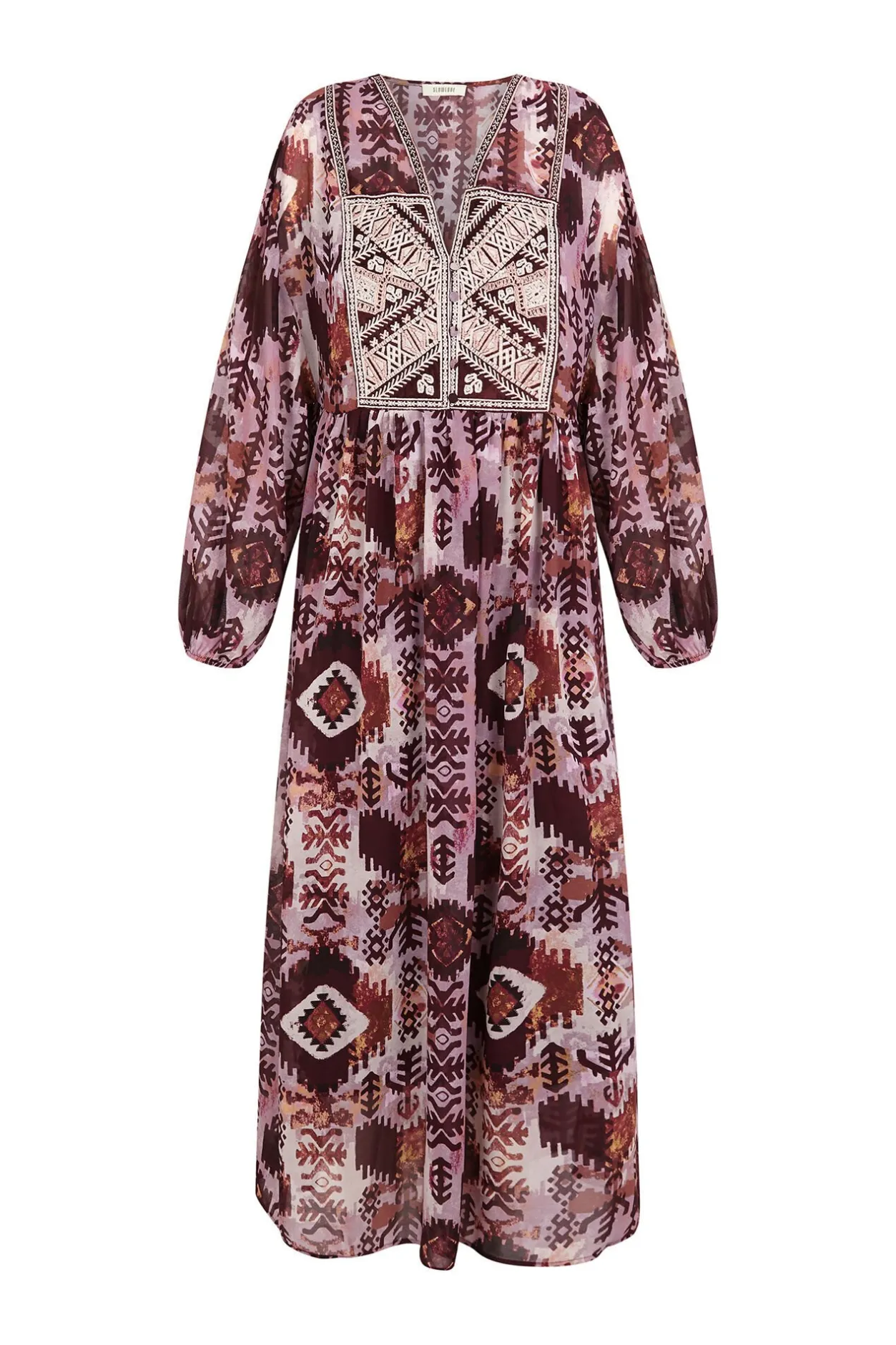 Slowlove Vestido fluido estampado bordado Multicolor Clearance