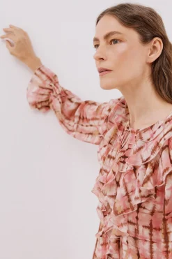 Cortefiel Vestido fluido volantes Multicolor Best