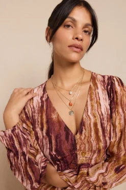 Slowlove Vestido Frunce estampado Multicolor New