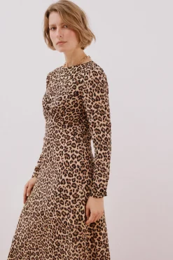 Cortefiel Vestido frunce pecho Estampado beige Online