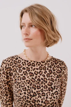 Cortefiel Vestido frunce pecho Estampado beige Online