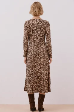 Cortefiel Vestido frunce pecho Estampado beige Online