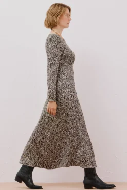 Cortefiel Vestido frunce pecho Estampado gris Best