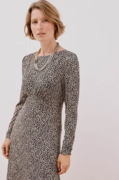 Cortefiel Vestido frunce pecho Estampado gris Best