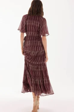 TFP by Tamara Falcó Vestido georgette con lurex Burdeos Discount