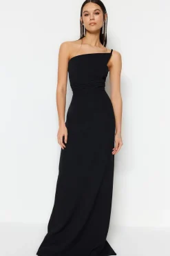 Trendyol Vestido largo asimétrico negro Outlet