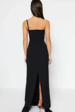 Trendyol Vestido largo asimétrico negro Outlet