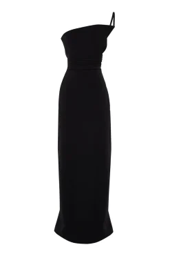 Trendyol Vestido largo asimétrico negro Outlet