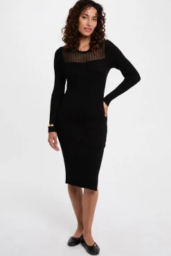 Morgan Vestido largo calado Negro Discount