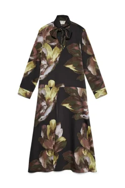 Vero Moda Vestido largo camisero detalle lazada Negro Best