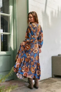 Jaase Vestido largo catalonia estampado tierra Multicolor Clearance