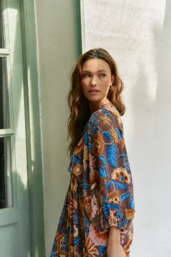 Jaase Vestido largo catalonia estampado tierra Multicolor Clearance