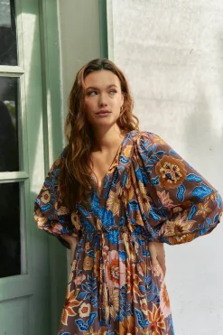 Jaase Vestido largo catalonia estampado tierra Multicolor Clearance