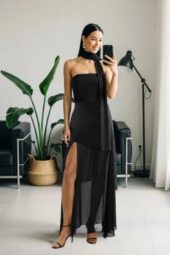 Trendyol Vestido largo con chal negro Hot
